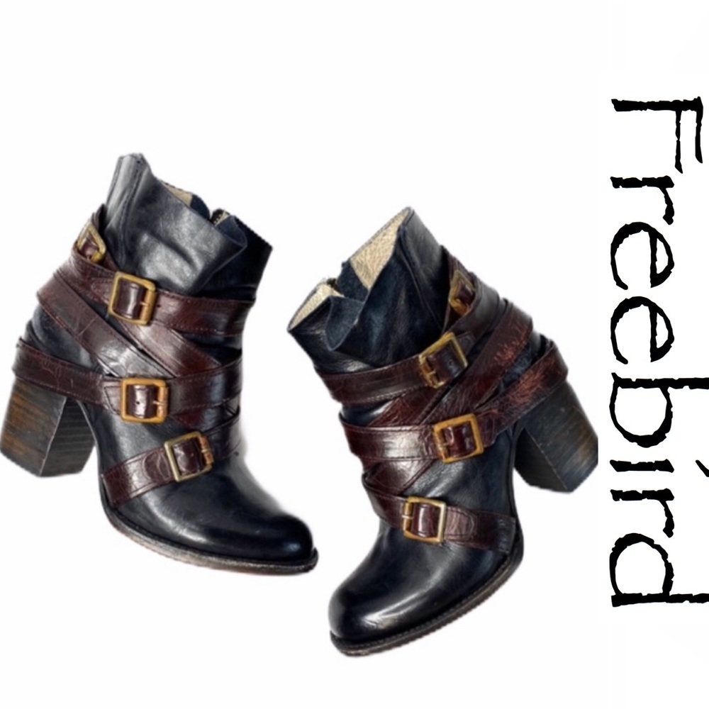 FREEBIRD Hustle Black Leather Ankle Booties size 8